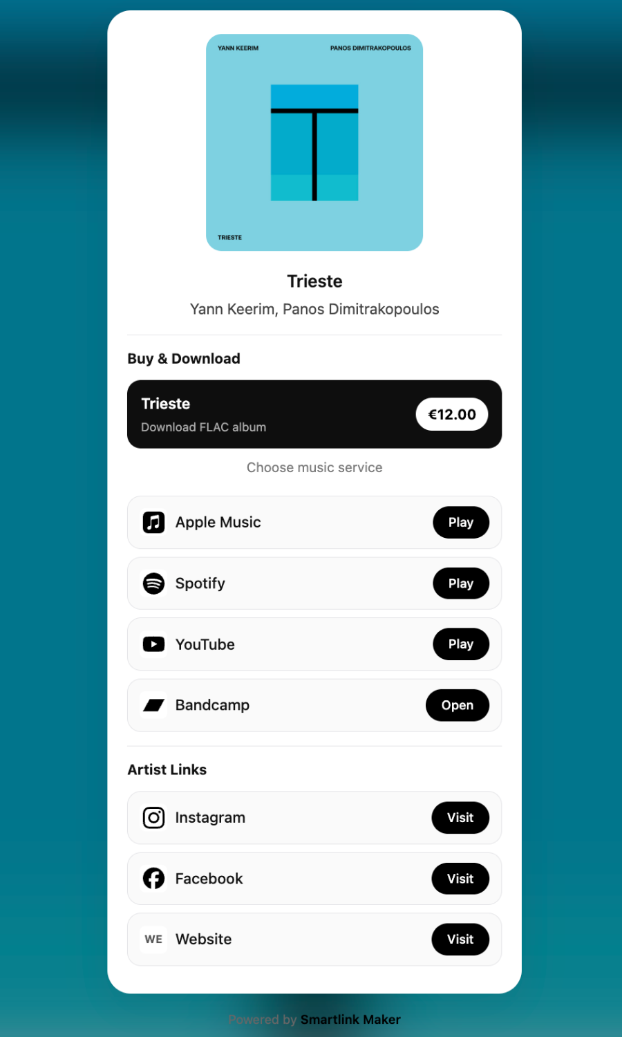 Smartlinkmaker professional artist dashboard